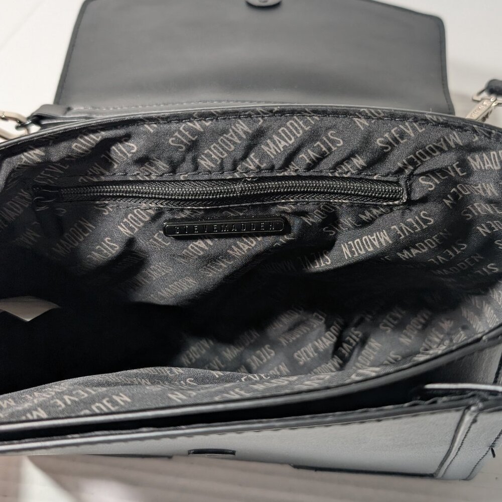 Steve Madden - leather black small purse with removable strap - New - Picture 6 of 12